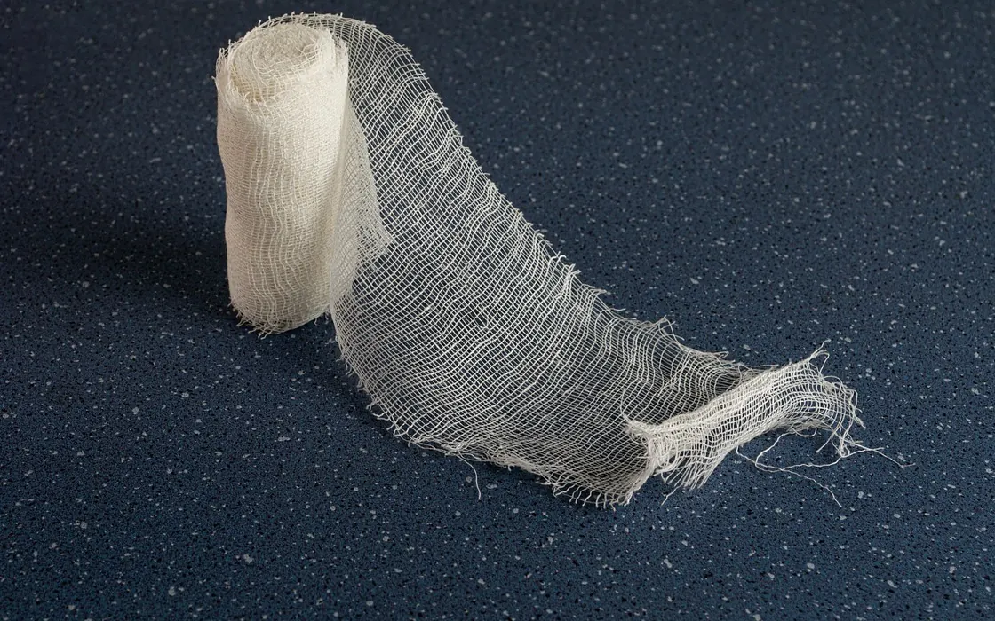 Knitted gauze: the open, controlled mesh structure a circular knitting machine can be set up to produce